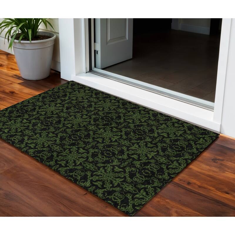 HomeRoots Medallion Transitional Rectangle Outdoor Rug - 3' x 5'
