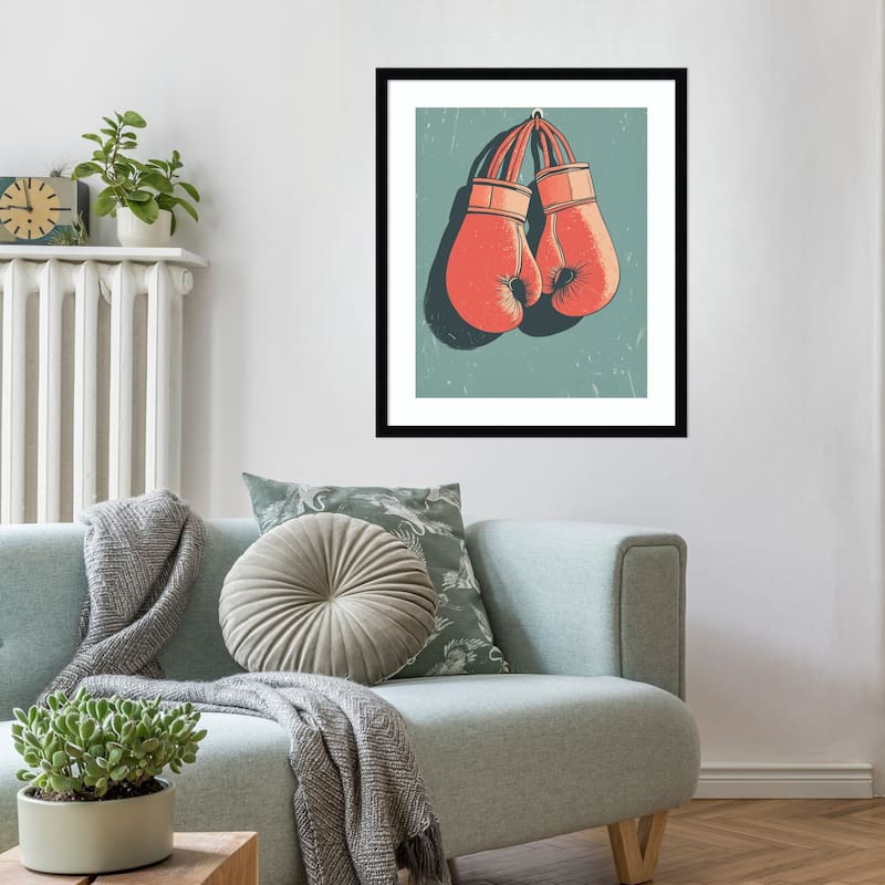 Boxing Gloves by Andreas Magnusson Wood Framed Wall Art Print