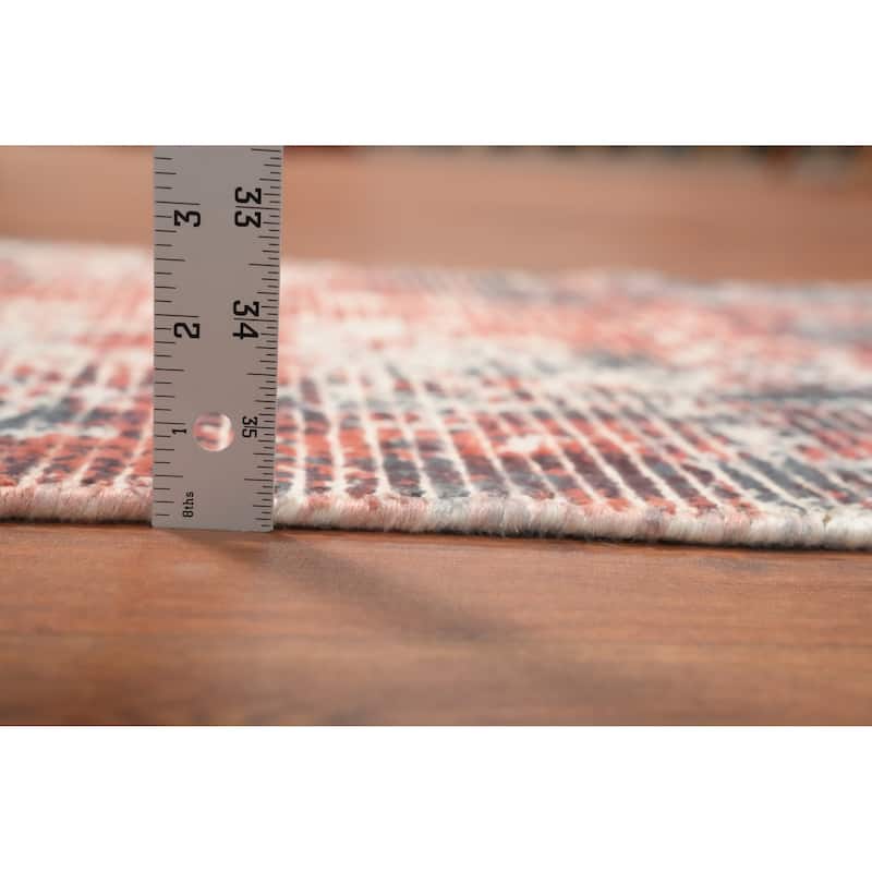 Hand Knotted Oriental Viscose Silk Carpet Modern Abstract Oranges & Rust Abstract Area Rug - 4' 0'' X 2' 0''