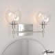preview thumbnail 14 of 45, Hunter Xidane Vanity Wall Light - Bathroom, Mid Century Modern, Glam - Clear glass 2 Light - Brushed Nickel-Clear Glass