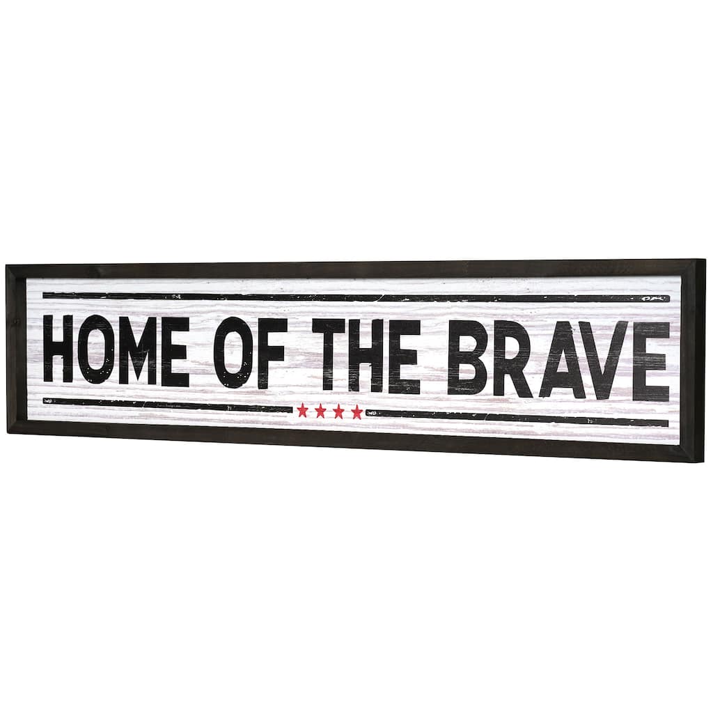 American Art Decor Home Of The Brave Wood Novelty Wall Sign - 36" x 8" - 36" x 8"