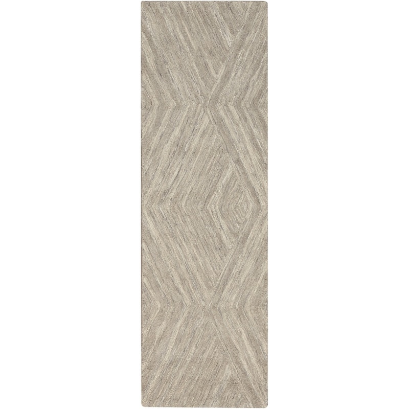 Nourison Graceful Indoor only Geometric Wool Area Rug - 2' 3" x 7' 6" - Grey
