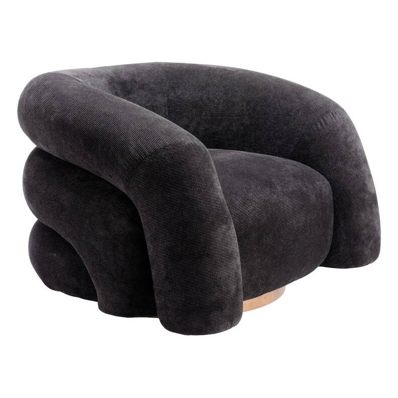 HomeRoots 37" Black And Gold Faux Shearling And Upholstered Arm Chair - 37' X '23.6' X '33