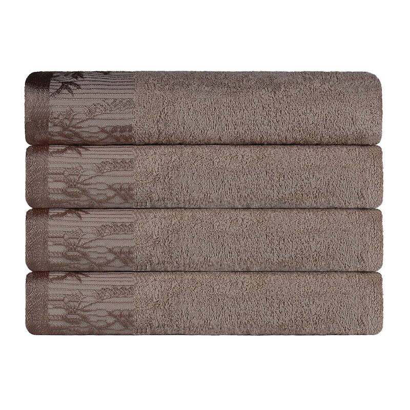 Superior Wisteria Cotton Floral Jacquard Border Bath Towel Set