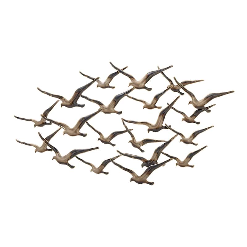 Metal Bird Flying Flock Of Home Wall Decor - Gold - Roche River Decor - Gold