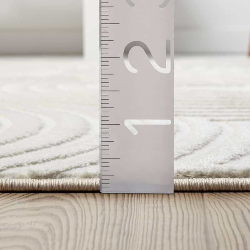 Abani Neutral NTL170A Cream Tone-on-Tone Semi-Circle Geometric Lines Area Rug