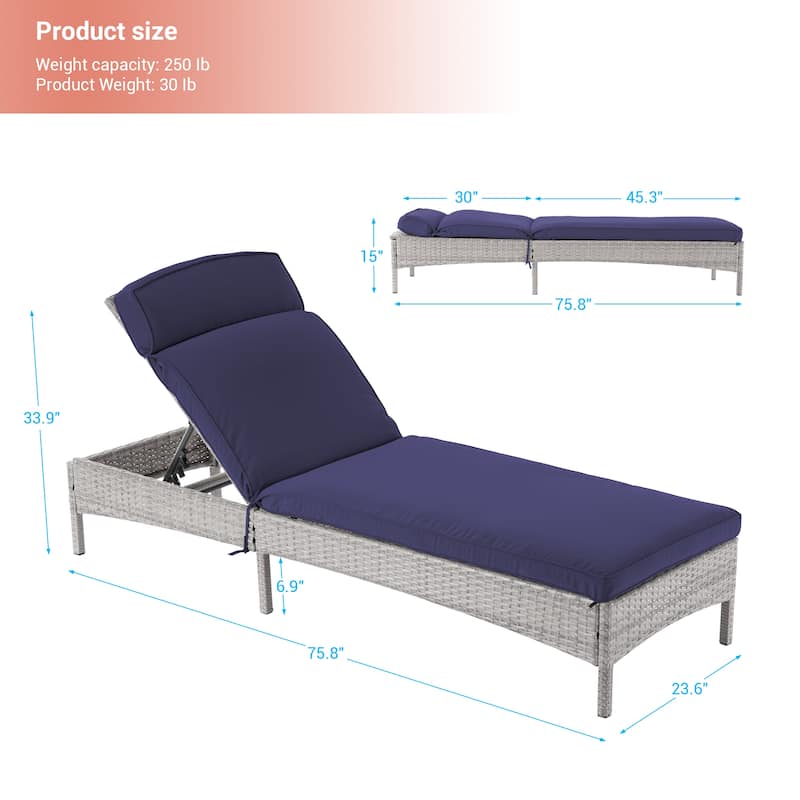 LIVOOSUN Patio Chair Rattan Single Lounge Water-Repellent Cushion