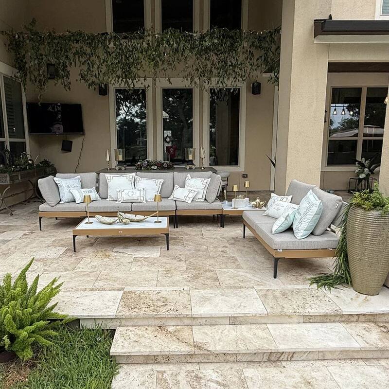 PURPLE LEAF Melben Light Grey Modular Outdoor Sectional with Cushions Flexible Layout Patio Conversation Set Couch