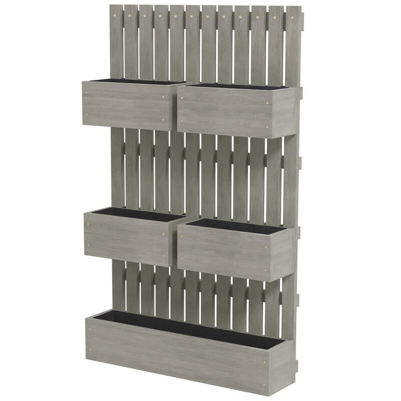 Grey Fir Wood Raised Garden Bed with Trellis and Adjustable Height for Vegetables Flowers or Herbs