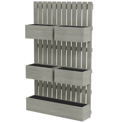 Grey Fir Wood Raised Garden Bed with Trellis and Adjustable Height for Vegetables Flowers or Herbs