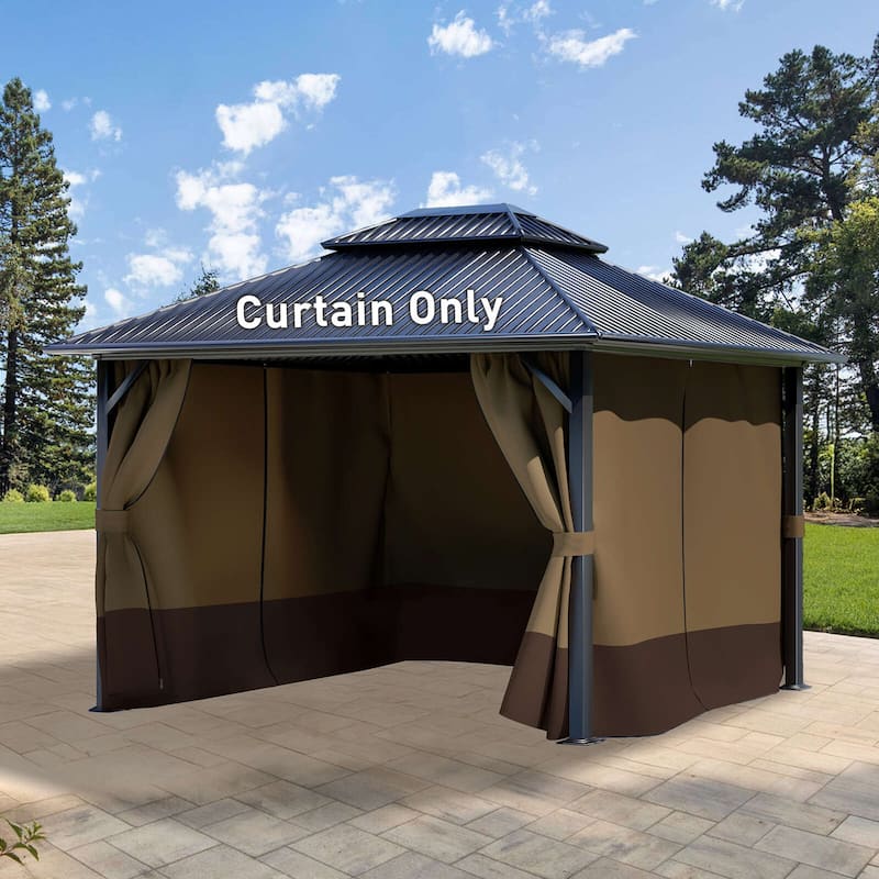 Aoodor Gazebo Curtain Replacement-Universal 4-Panel Sidewalls 10'x12', Curtain Only