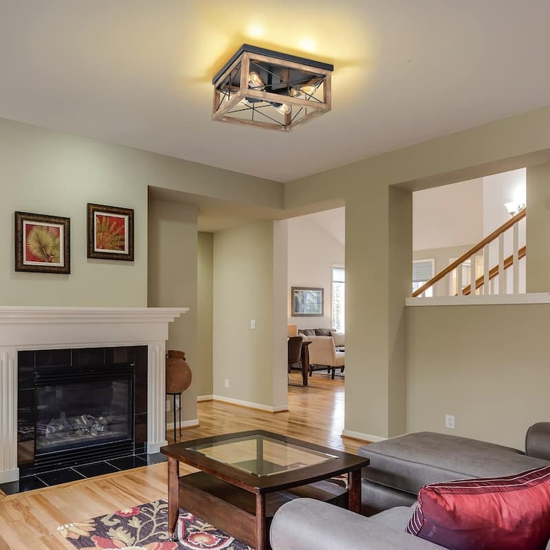 4 lights farmhouse Flush Mount Light Fixture,Suitable For Bedrooms, Kitchens, Living Rooms