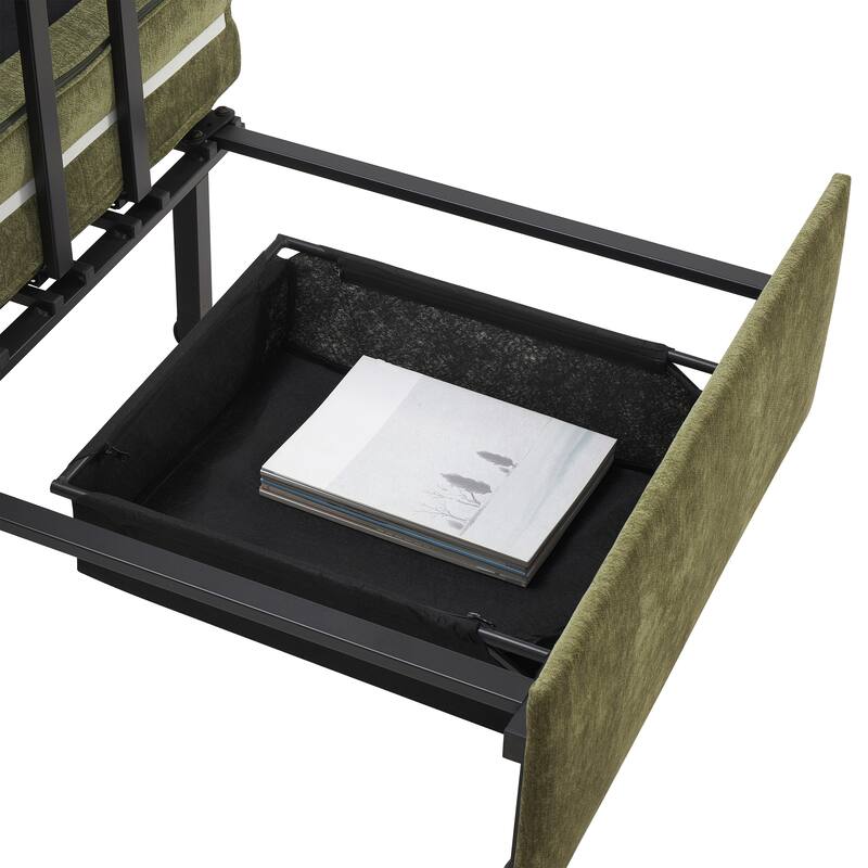 3-in-1 Multi-functional Tufted Chenille Lounge with Storage Space by Harper&Bright Designs