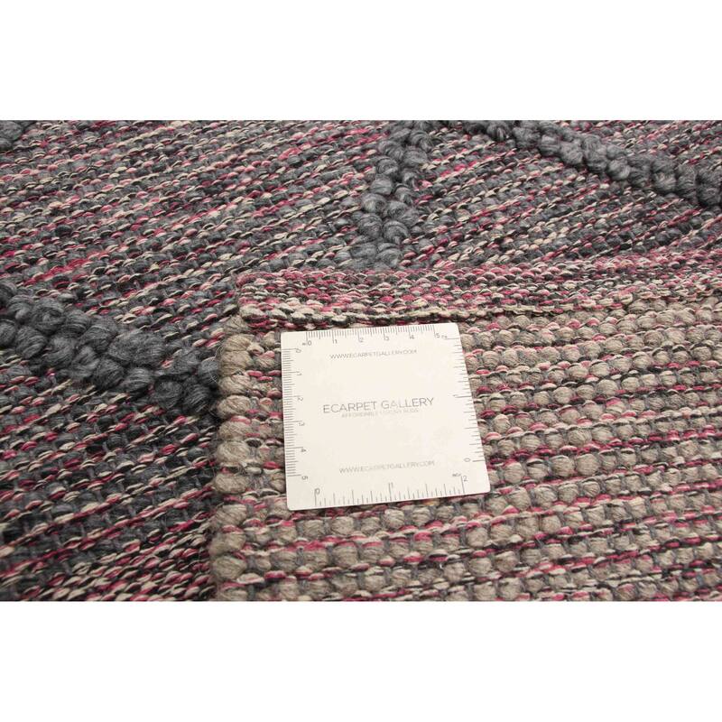 ECARPETGALLERY Braid weave Sienna Grey Wool Rug - 4'11 x 8'3