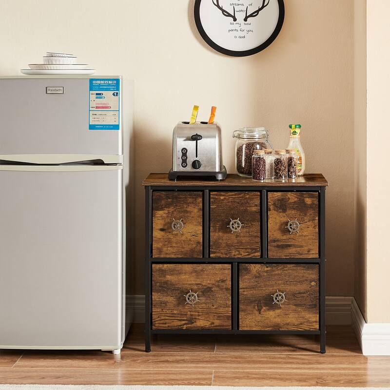 5 Drawers Furniture Storage Chest For Clothing Organization,Brown