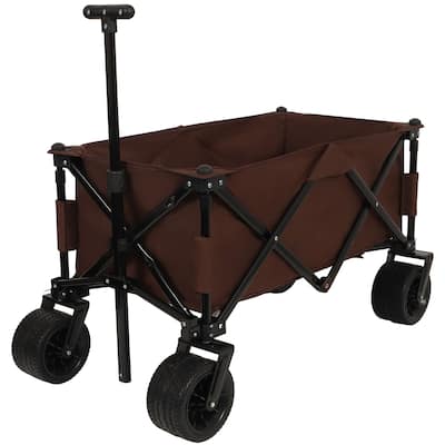 Collapsible Folding Wagon Cart with Tailgate, 7"x 4" Big Wheels