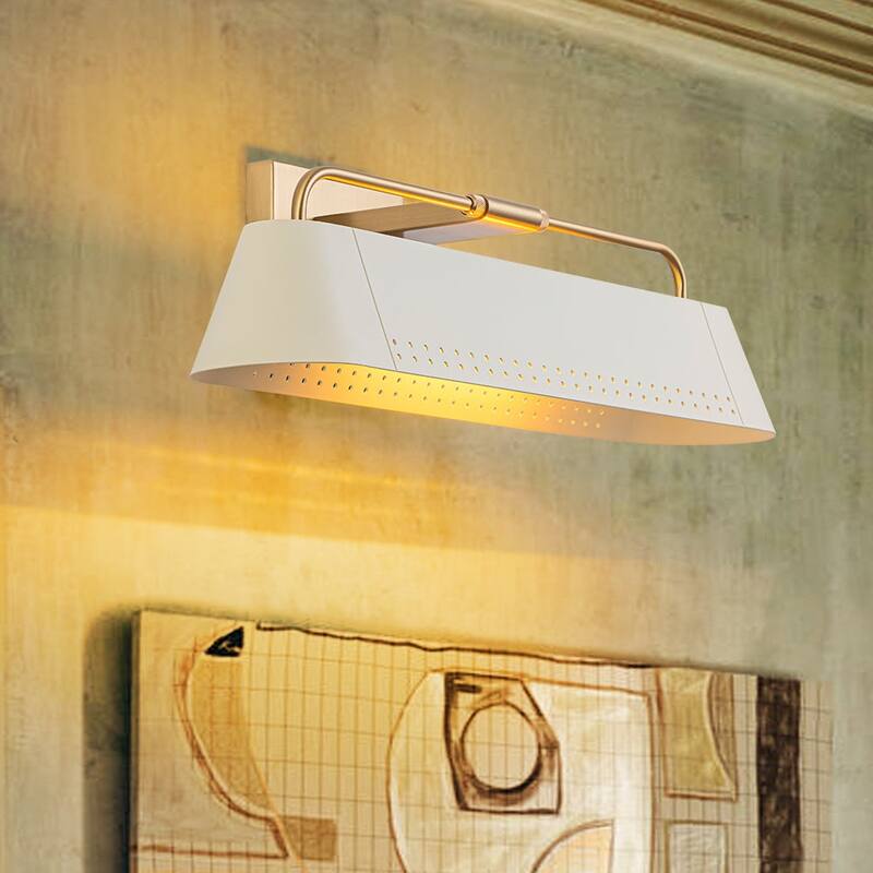 Scandinavian Artful Ivory Iron Shade Picture Light Vanity Lamp - 18.5 inches