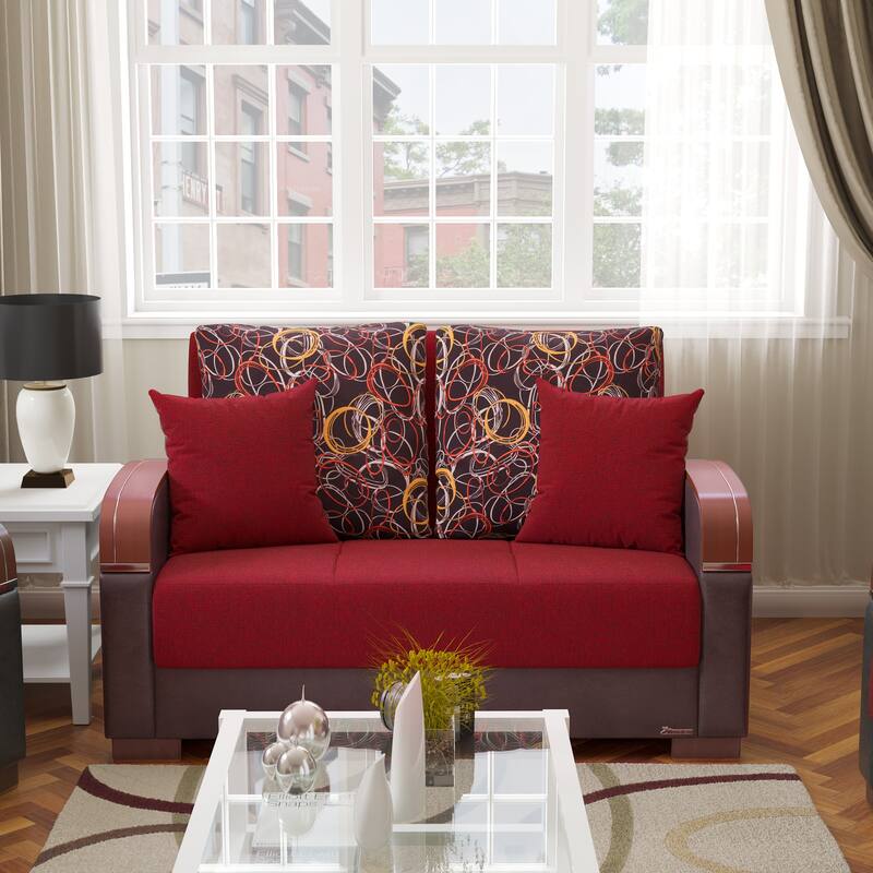 Collection Upholstered Convertible Loveseat With Storage