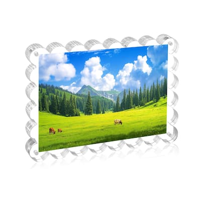 BP4U™ 1-Pack Magnetic Acrylic Picture Frame, Double-Sided Tabletop Picture Frame Freestanding for Desktop Display
