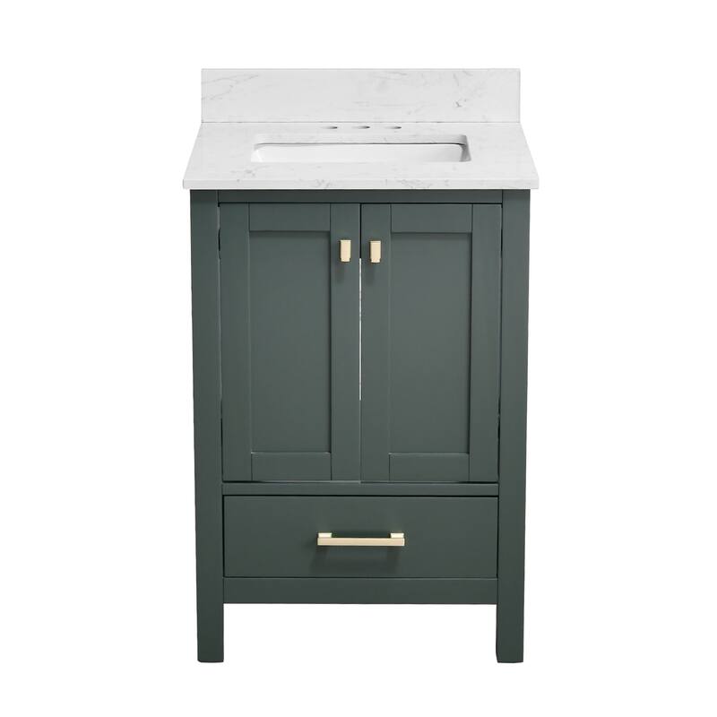 Prismora 24 in. Juniper Green Vanity with Countertop & Splash, Single Sink