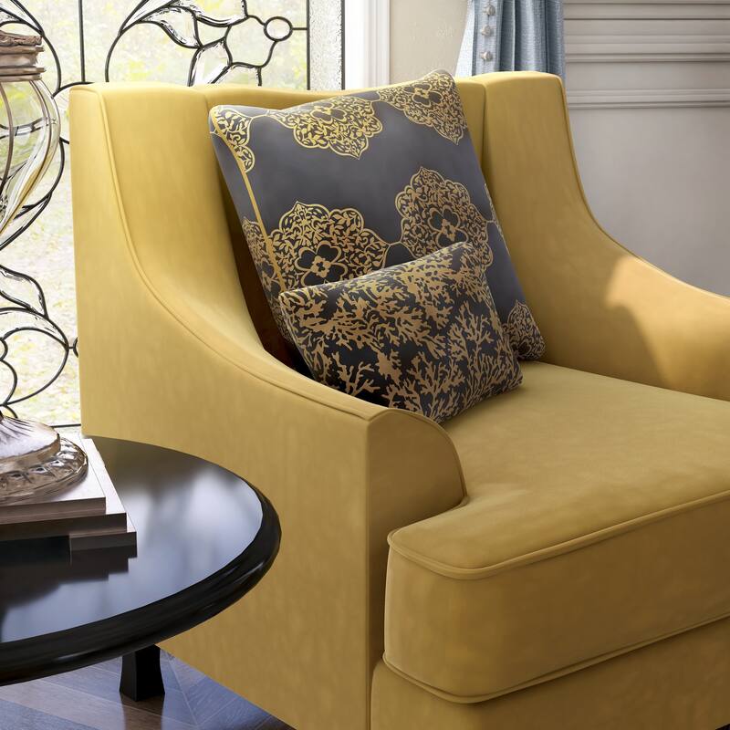 Weel Transitional Fabric Nailhead Trim Padded Accent Chair with Sloped Track Arms by Silver Orchid