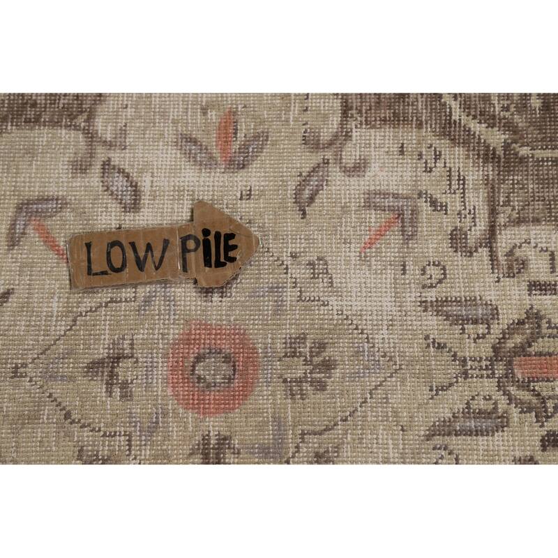 Gray Geometric Tabriz Persian Area Rug Hand-Knotted Wool Carpet - 9'1"x 12'9"