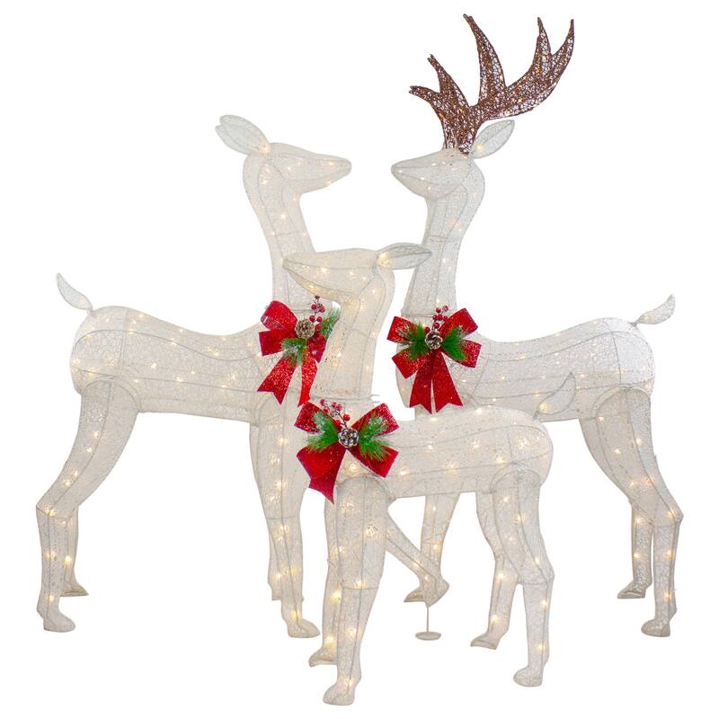 Set of 3 LED Lighted Glittered Reindeer Family Outdoor Christmas Decorations - 5'