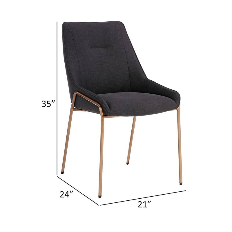 Rise 21 Inch Dining Chair, Boucle Upholstery, Metal Legs, Gray, Bronze