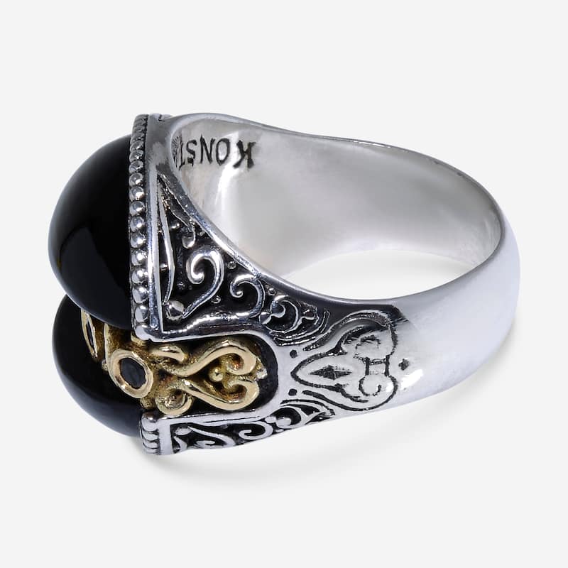 Konstantino 18K Yellow Gold & Sterling Silver, Onyx Statement Ring