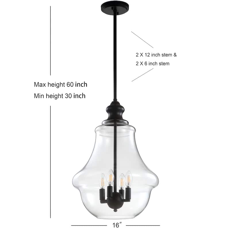 Catalina Adjustable Metal/Glass LED Pendant, Oil Rubbed Bronze by JONATHAN Y