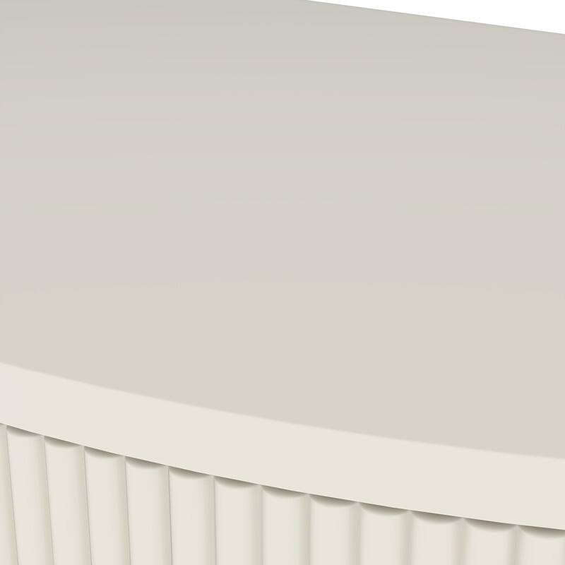 Half Moon Rattan Console Table - Curved Entryway Table with 2 Drawers and Shelf