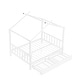 preview thumbnail 6 of 28, Full Size Metal House Platform Kids Bed Frame with Headboard, Footboard, 2-Storage Drawers & Roof Design for Bedroom, White