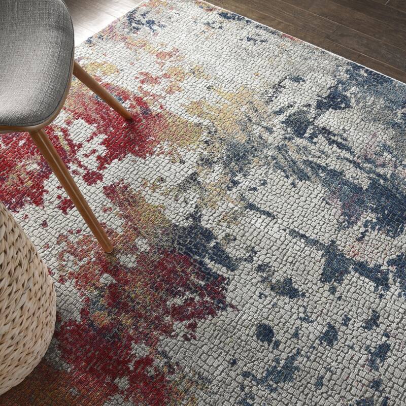 Jadej Power Loomed Distressed Abstract Modern Non Skid Area Rug By HomeRoots - 90' X '63' X '0.5