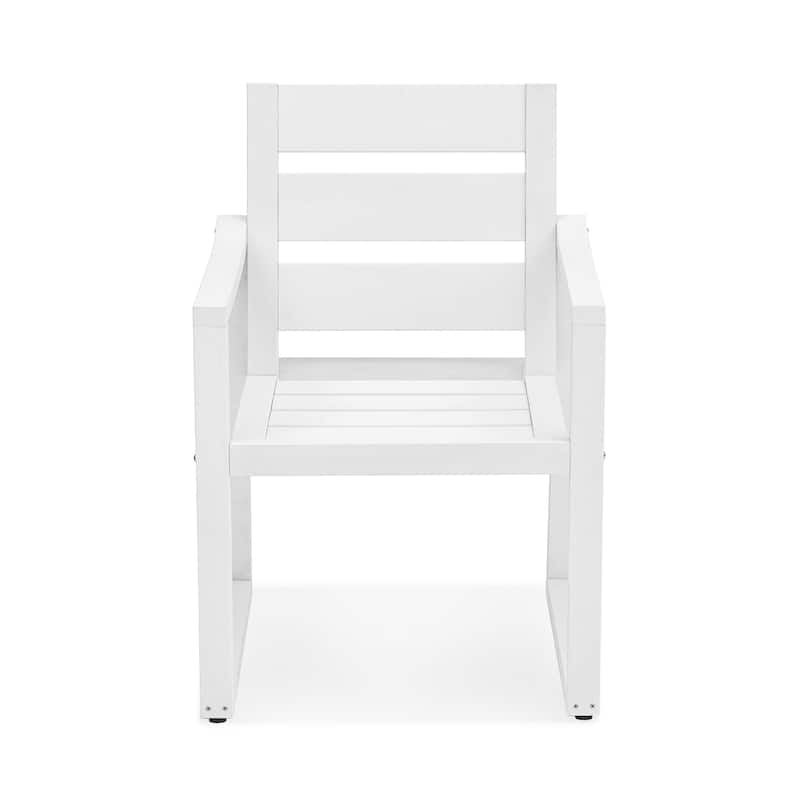 5-Piece HDPS Rectangular Patio Dining Set with Slatted Table Top and outdoor Armchairs - 23.6"D x 24.6"W x 34.6"H