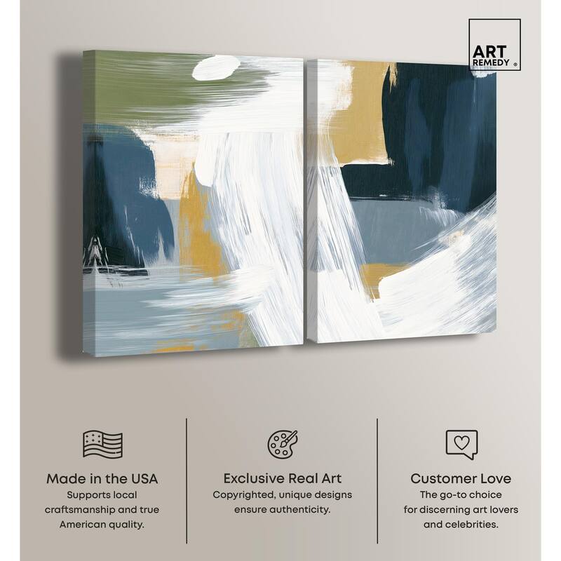 Textured Greens III Canvas Set of 2 by Art Remedy, Gallery Wrapped
