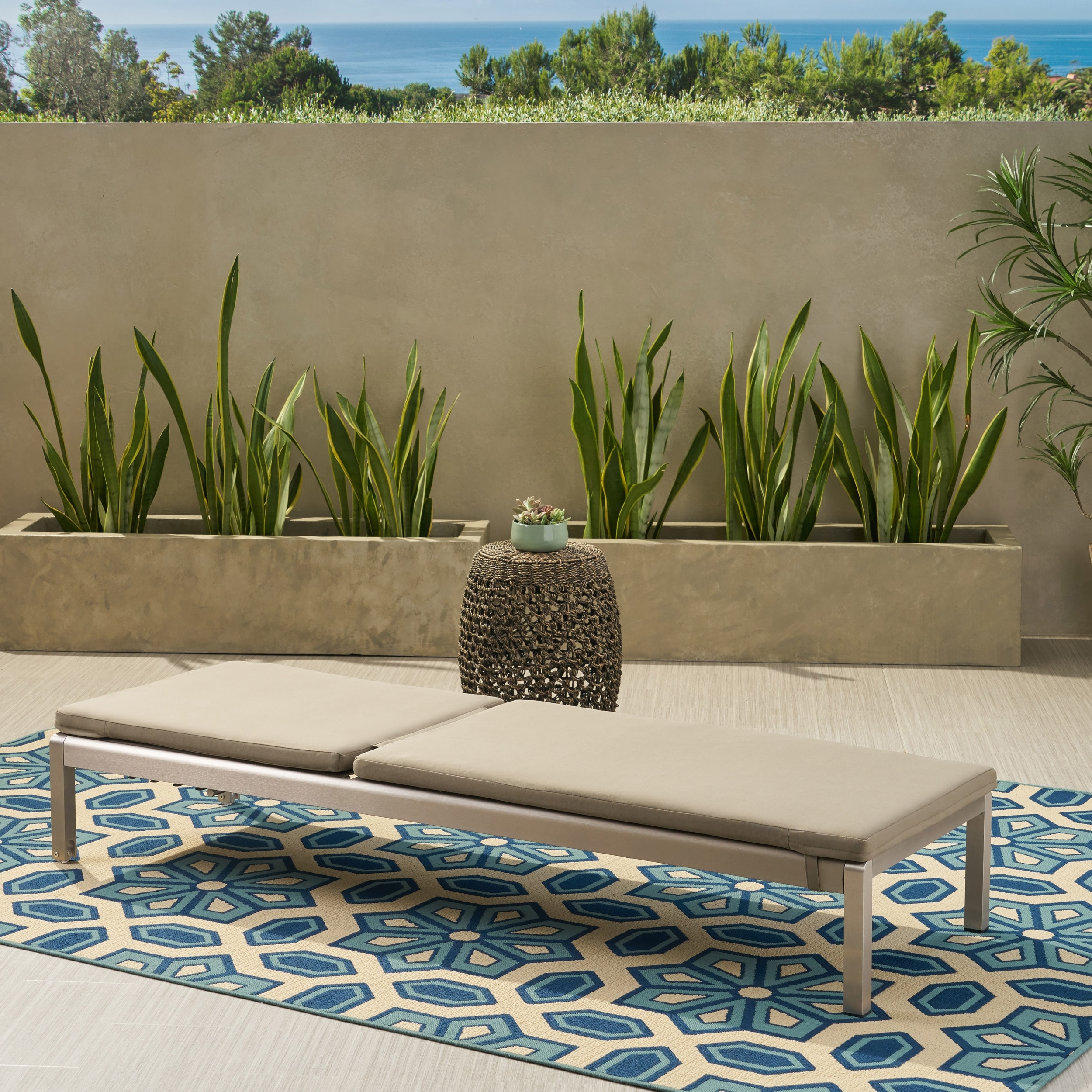 Cape Coral Outdoor Mesh and Aluminum Chaise Lounge with Cushion by Christopher Knight Home Bed Bath Beyond 29155147