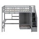 preview thumbnail 16 of 25, Twin Size Loft Bed with Bookshelf, Drawers, Desk and Wardrobe