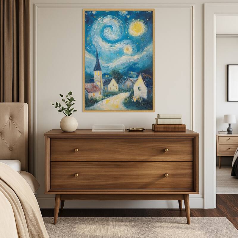 Swirling Night Sky by Tradelink inhouse artist Framed Canvas Wall Art Print