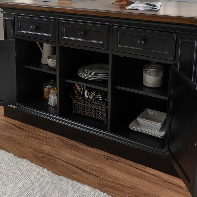 Posie Wooden Kitchen Island Set with Two Stools