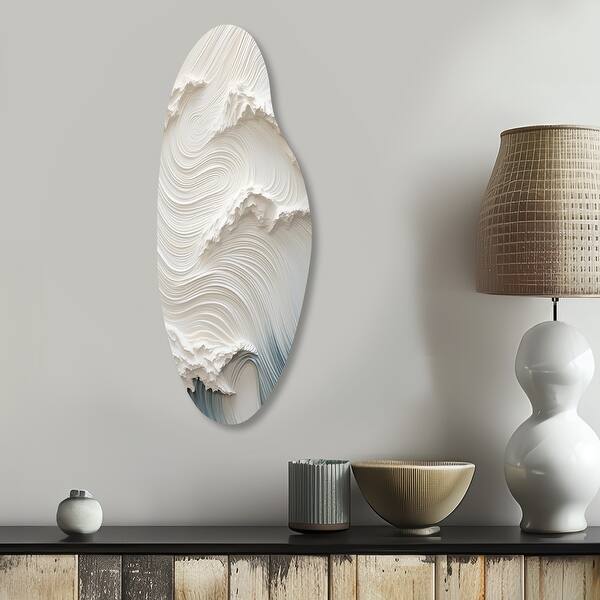 Designart - White And Blue Wave Papercut Style I - Coastal Waves Metal ...