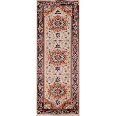 Geometric Heriz Serapi Oriental Runner Rug Handmade Wool Carpet - 2'7"x 8'0"