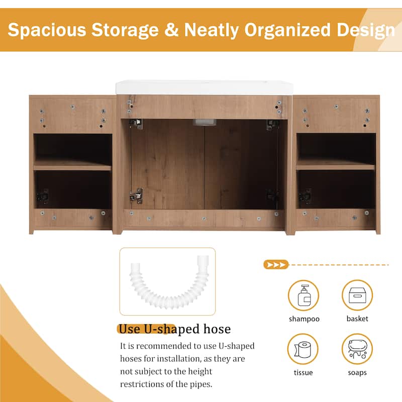 Malwee 36"/48"/60" Floating Bathroom Vanity,Wall Mounted Bathroom Vanity with Sink,Soft Close Door and Adjustable Shelf
