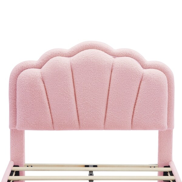 Twin Size Elegant Flowers Headboard with LED Platform Bed Twin Size Elegant Flowers Headboard with LED Platform Bed