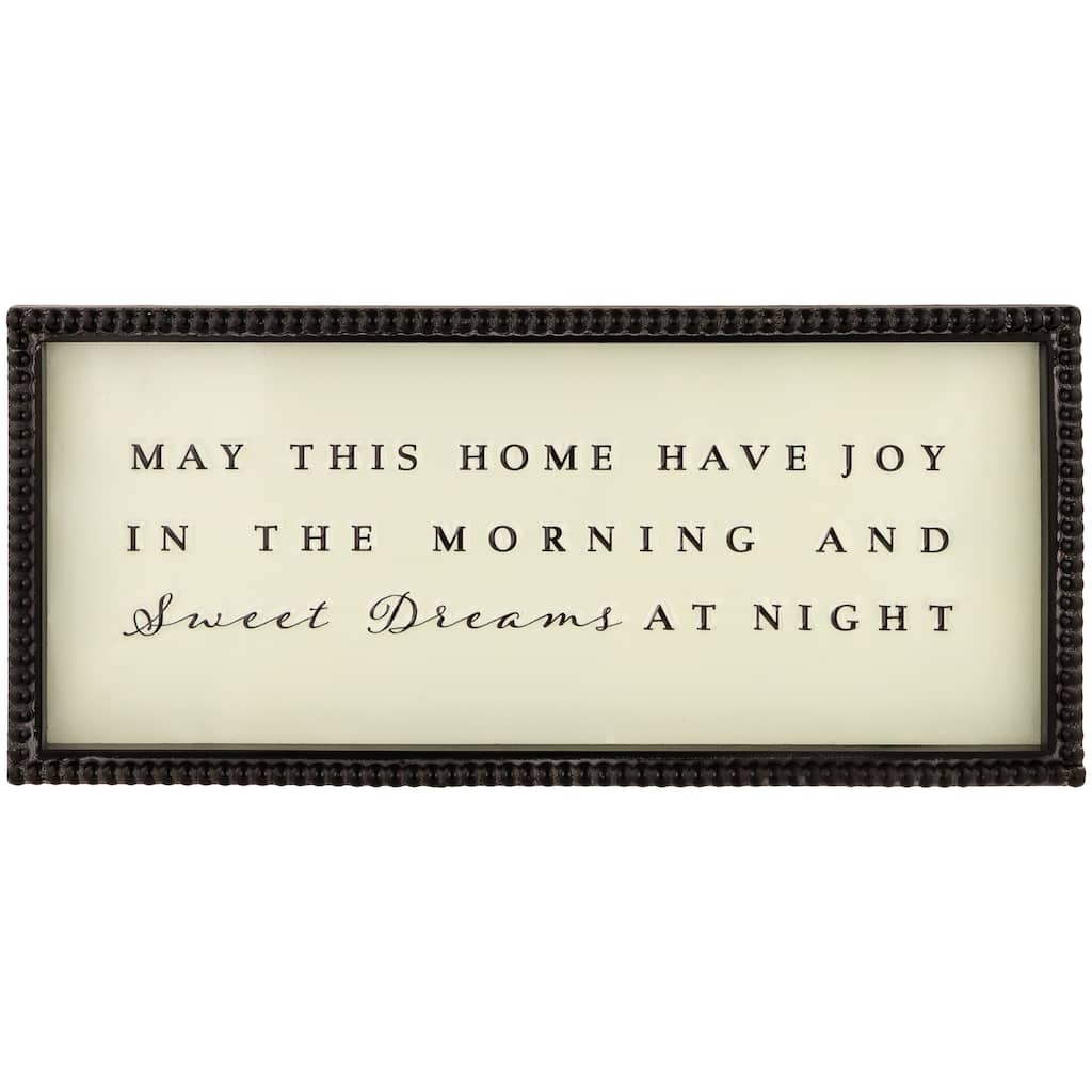 Joy and Sweet Dreams Framed Metal Wall Sign - 17.75"