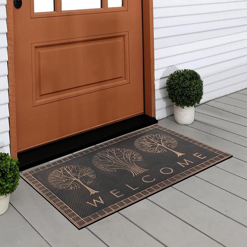 A1HC Welcome Trees Rubber Pin Mat, Beautifully Copper Finished 18"X30"