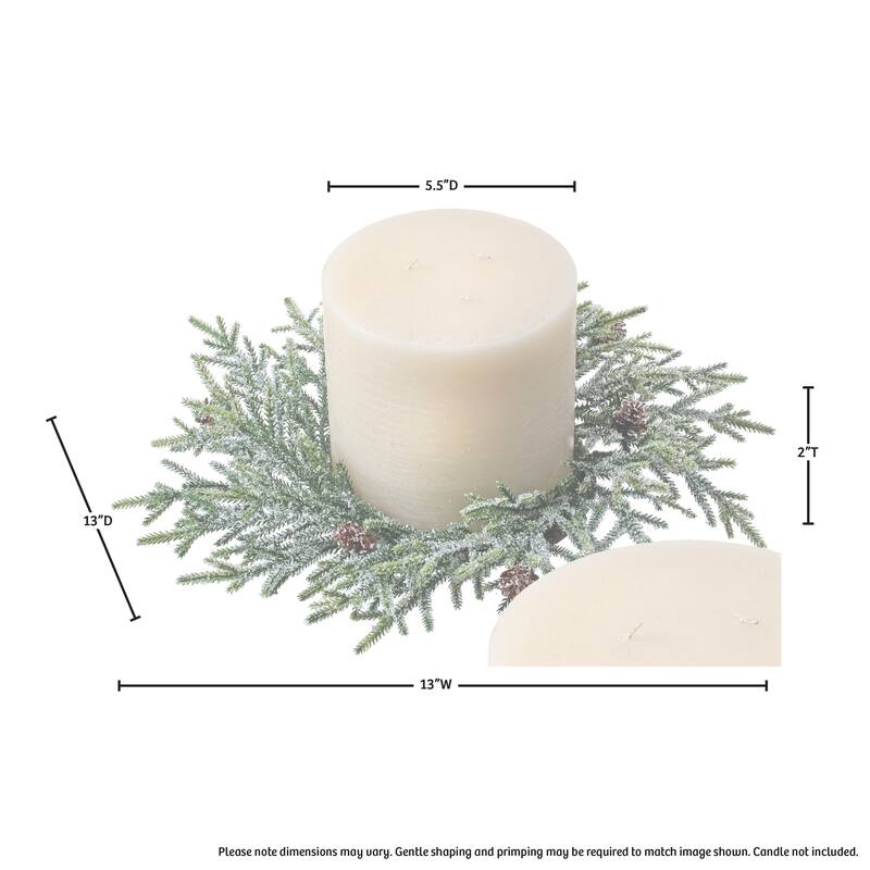 13" Frost Mini Fir W/Cones Candlering