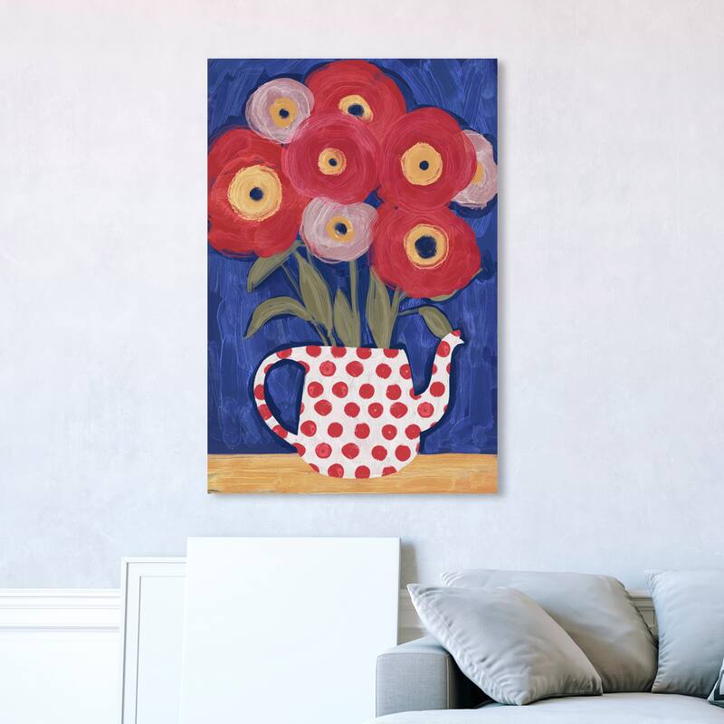 Wynwood Studio Canvas Floral and Botanical Ornate Floral Red and Modern & Contemporary Wall Art Canvas Print - 45 x 30