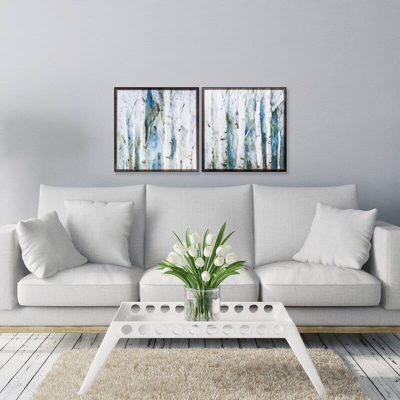 Propac Images River Birch Framed Canvas Wall Art - Blue