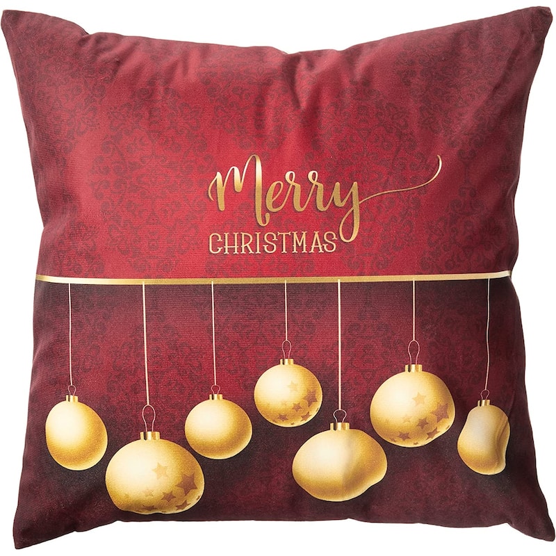 Violet Linen Seasonal Xmas Christmas Holiday Harmony Pattern, 18 Inch x 18 Inch, Square, Decorative Accent Throw Pillow - Ornaments