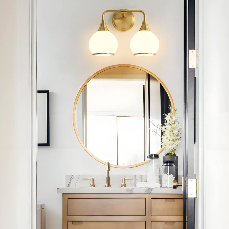 Modern Vanity Lights Dimmable Bathroom Light Fixtures with Glass Shade